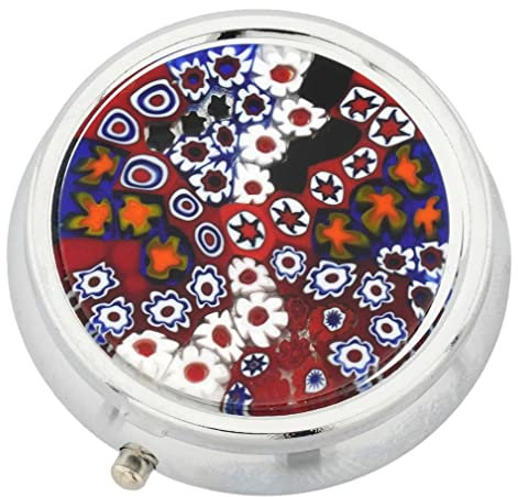 Murano Millefiori Pillendose - Silber rund