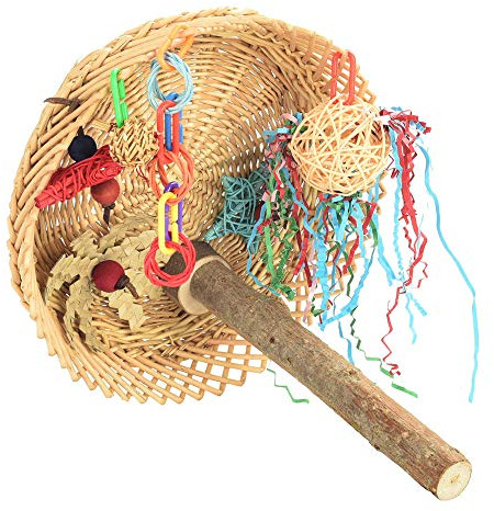 Parrot Essentials Busy Birdie Parrot Perch and bird playground, Colorful Parrot Toy Activity, Encourages Mental, Physical Exercise. Non-toxic Bird Toys For Budgie, Cockatiels, Lovebirds, Bird Perches