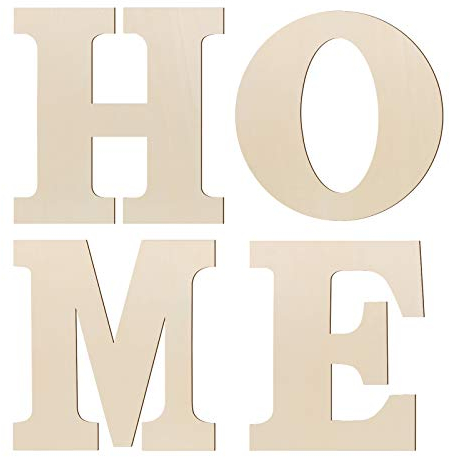 Amosfun 4 holzbuchstaben groß hochzeitsgeschenk schriftzug home pappbuchstaben hochzeitsgeschenke buchstaben holz sperrholz -Stücke Holzhaus Buchstaben Holzbuchstaben Wandbuchstaben Wohnzimmer