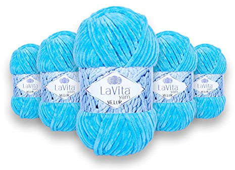 LaVita Yarn VELUR Handstickgarn, 5-Delars Förpackning, 100% Mikro Polyester Garn 1 Kula 100 gr 120 mt (5801)