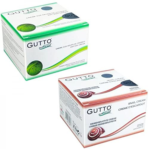Gutto - Pack Post Epilation - Crème aux Oeufs de Fourmis 50 ML & Crème à la Bave d'Escargot 50 ML - Application après l'Epilation - Empêche la Repousse des Poils & Hydrate