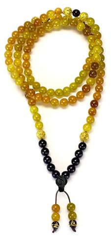Samsara Collana Tibetana Pietra del Drago e Onice - Mala Tibetano con 108 Grani