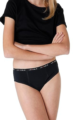 Lovable Slip da Ciclo Mestruale Flusso Abbondante My First Period Panties Bambine e Ragazze, Nero (Black-004), 14 Anni