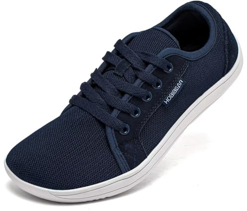 HOBIBEAR Unisex breda barfota skor kvinnor män barfotaskor minimalistiska utomhus spår löpning promenadskor, Marinblå, 40 EU Bred