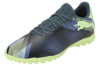 PUMA Unisex Adults Future 7 Play TT Soccer Shoe, Gray Skies-Elektro Purple-Fizzy Apple-PUMA White, 41 EU