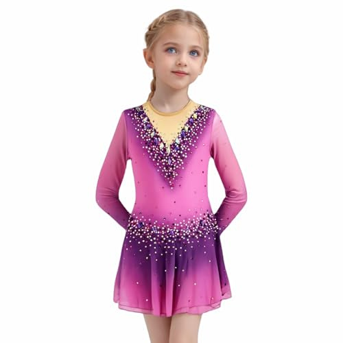 JoyCan Purple Gradient Figure Skating Skirt for Girls with Stunning Design