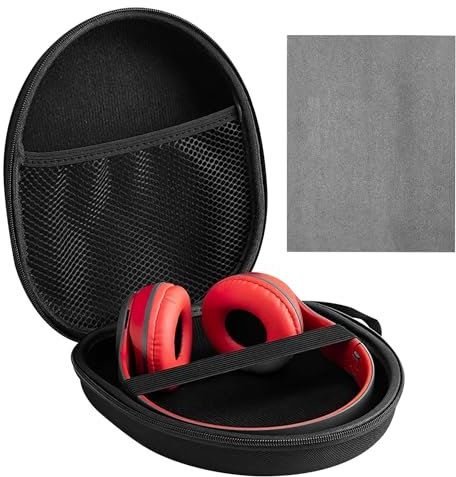 UOCAI Kopfhörer Case Over Ear, Hülle Hartschalen mit Magisches Reinigungstuch, Universal Kopfhörer Tasche Aufbewahrung Kopfhörertasche, 21 x 18 x 5.5cm, Schwarz