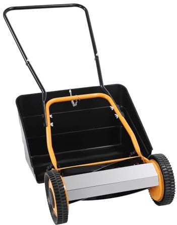 Cortacésped manual de 35,56 cm de ancho de corte manual de 12 a 42 mm de altura de corte con 2 ruedas para un fácil cuidado del césped en el jardín para pequeños jardines y villas privadas