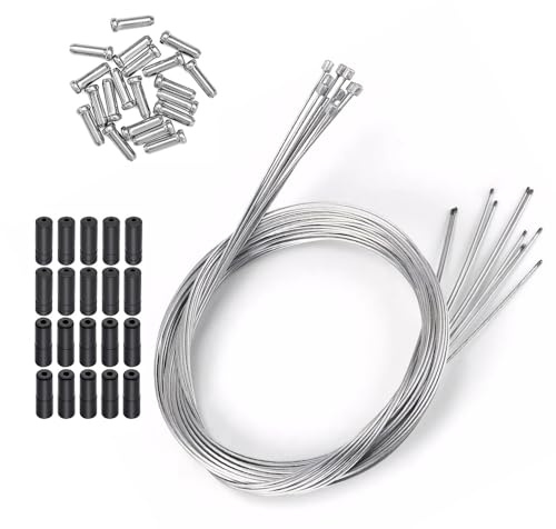 Peakpet 10 cavi del cambio universale per bicicletta con tappi terminali, corda del cambio in acciaio con zincatura, diametro circa 1,4 mm, cavo del cambio per mountain bike, bici da corsa, città