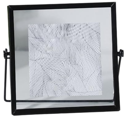 Cadre photo moderne en métal avec double face en verre acrylique - Design flottant pour la décoration de la maison et du bureau - 15 x 15 cm - 20 x 15 cm - 22,5 x 17,5 cm - Noir