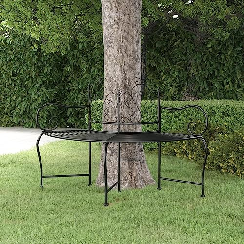 GCHDHAPB Utomhus sittplatser, utomhusbänkar – träbänk 150 cm svart stål