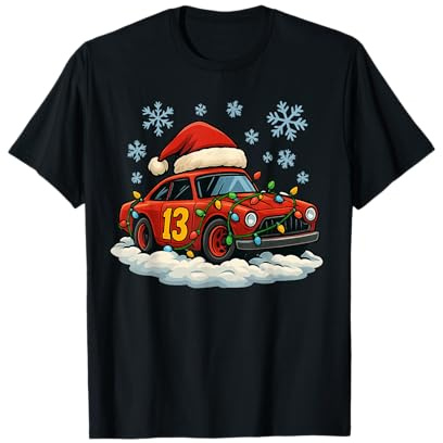 Lumières de Noël enveloppées sur Un Joli Pyjama de Noël en Forme de Voiture de Course T-Shirt
