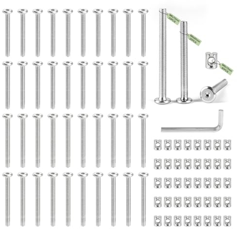 SUPAWAY Kit da 80 viti per mobili con dadi cilindrici (Set A) inclusi 40 dadi passanti simmetrici M6 x 13 mm e 20 viti M6 x 60/70 mm (ciascuna) Viti per assemblaggio lettini per accessori fai-da-te