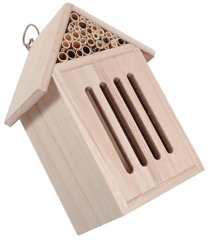 GALPADA Wooden Insect House Hotel for Garden 11x9x21cm Natural Wood Butterfly Bee Ladybug Habitat Outdoor Bug Shelter Nesting Box for Backyard Wildlife