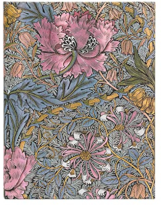 Morris Pink Honeysuckle (William Morris) Ultra Lined Hardcover Journal: Hardcover, 120 gsm, ribbon marker, memento pouch, elastic closure, book edge printing
