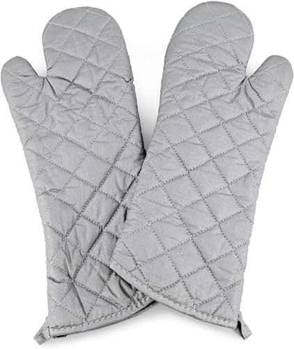 Linwnil New 1 Pair Heat Resistant Oven Gloves New Cotton Oven Mitts Kitchen Gloves High Temperature Cooking Tool BBQ Gloves (17Inch)