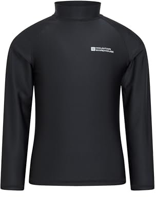 Mountain Warehouse Neoprenanzug Kinder - Langarm-Neoprenanzug mit UV-Schutz Rash Guard, Schwimmanzug für Jungen und Mädchen, Flatlock-Nähte, schnell trocknend, dehnbar Schwarz Kinder 98 DE (2-3 Jahre)