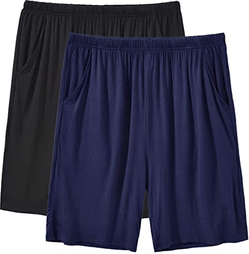 JINSHI Pantaloni Corti Pigiama da Uomo Morbide Modal Shorts da Salotto Biancheria da Notte 2Pack-06 Small