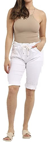 Fashion Trends Women's Ladies Stretch Plain Magic Comfy Lagenlook Shorts Jeggings Pants Italian
