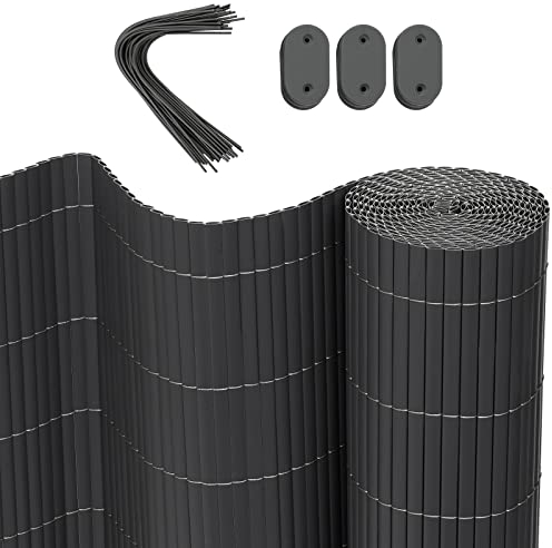 WOLTU Canizo Pantallas Protectoras 600 x 100 cm PVC, Resistente a los Rayos UV protección contra el Viento, Valla privacidad para Jardín Balcón o Terraza Gris