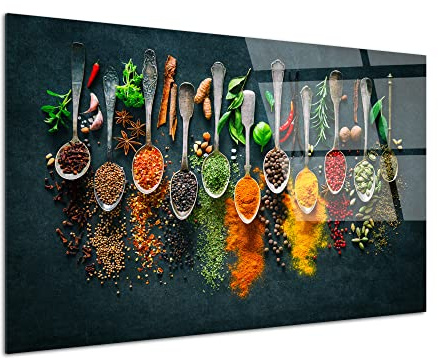 DECLINA – Tableau Mural Cuisine Épices – Décoration Murale Cuisine Moderne – Photo Sur Verre Acrylique Brillant – Atelier Français