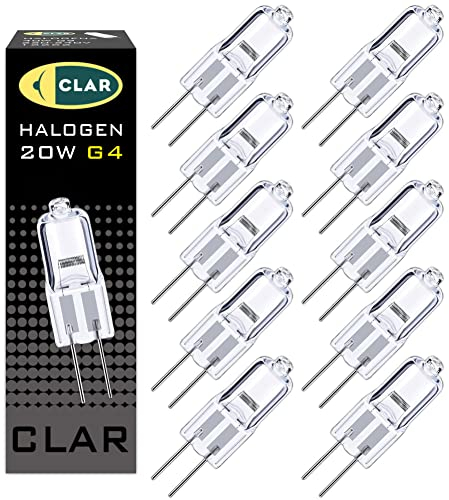 CLAR Halogenlampe, 2-polig, G4, 20 W, 12 V, CL, Halogenlampen, Strahler, 12 V, warmes Licht (10 Stück)