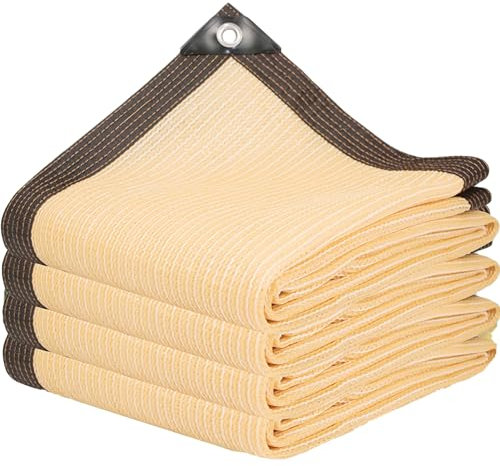 CAQXAQP Beige Red Sombra Exterior Malla Sombra con Ojales,85% UV Balcon Mallas Sombreadoras Jardin 1X1m Toldo Vela de Sombra Red de Protección Solar para Invernadero Plantas Terraza