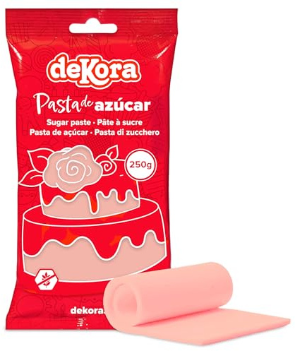 dekora - Pasta de Azúcar Fondant Beige para Tartas - Cobertura para Bizcochos, Tartas, Pasteles, Magdalenas o Cupcakes con el que Hacer Todo Tipo de Decoraciones - Modelado Fácil - 250 g