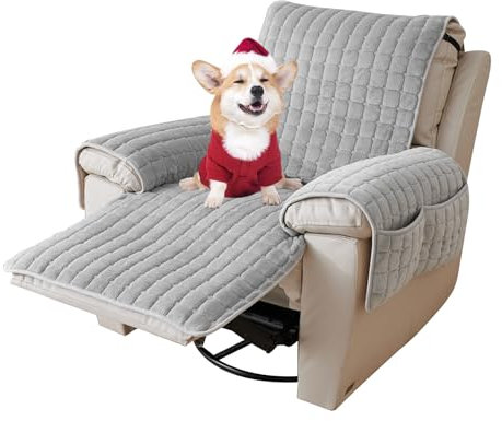 CFPLeHiYS Sesselschoner für Relaxsessel Sesselüberwurf mit Armlehne Sesselauflage Anti-Rutsch Fernsehsessel Schonbezug Sofa Armlehnenbezüge Sesselbezug für Haustieren Hund(Grau,1 Sitz (53 * 190cm))