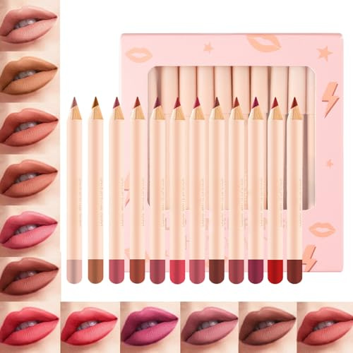 Ensemble de stylo à libe à lèvres - Crayon à lèvres, rouge à lèvres durable | Ensemble de crayons mate 12 couleur pour femmes, kit de maquillage à lèvres nourrissants pour copines, mamans, tantes, bes