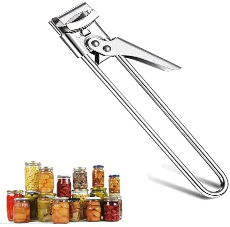 Bobihoney Abrelatas Multifunción, Abridor de Botes Ajustable, Abre Botes Tarros Acero Inoxidable, para Familias, Mujeres, Niños y Personas Mayores (Plata)