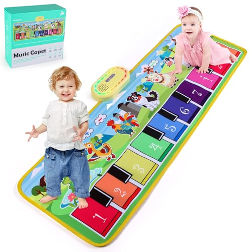 Floor Piano Mat for Kids,Musical PlayMat Toys,Sensory Educational Music Dancing Carpet,Touch Blanket With Animal Sounds,Farm Interactive Keyboard,Christmas Festival Birthday Learning Gift For girl boy