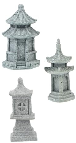 Kisangel 3 pezzi Statue Padiglione per Decorazione Esterno Micro Paesaggistici Leggeri e Dettagliati per Balcone e Cortile