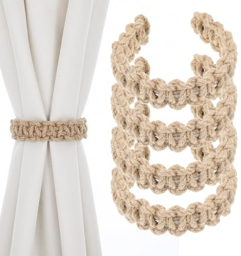 TIESOME 4 Stück Vorhang Raffhalter Boho Gardinenhalter Handgefertigte