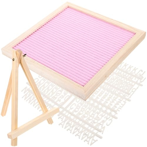 Genérico Tablero de Letras de Fieltro Doble Cara de 25X25 CM con Marco de Madera Rosa Tablero para Mensajes y Decoración Fiestas Bodas y Shower