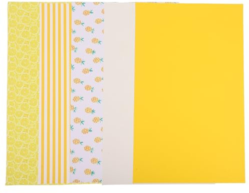 PLAFOPE Pu Leather Fabric Sheets Set, 5 Pieces Yellow Artificial Leather for DIY Sewing Crafts, Handmade Earrings, Bags, Hair Clips, and Patchwork Materials for Jewelry Making