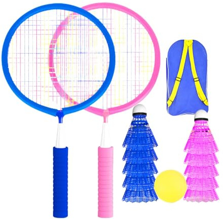 YueShengYCHUANG Set de Bádminton para Niños, Raqueta con Pelota Y Volante, Juego Deportivo para 2 Jugadores, Set de Bádminton para Niñas (para Jugar en Interiores), Azul y Rosa