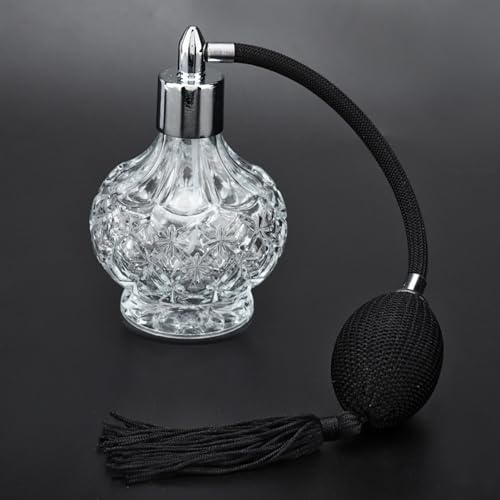 CCYLEZ Retro Parfymflaska i Glas Elegant Sprayförstörare för Hem och Resor 80 Ml Kapacitet med Unikt Snidat Mönster