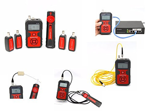 KALEA-INFORMATIQUE Traceur testeur Professionnel pour repérage des câbles RJ45 RJ11 BNC et Fibres optiques. Cartographie, repérage, Test PoE, Test Polarité, VFL. avec 4 Satellites