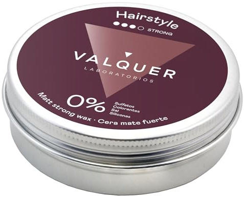 Valquer Cera Capilar Mate de Fijación Fuerte con Fórmula Zero. Moldea y Define Peinados con Acabado Mate, Protección UV, Efecto Reparador y Acondicionador con Pantenol. 100 ml