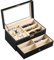 AUTOARK PU-Leder 8 Uhrenbox 9 Brillen Sonnenbrillen Schmuckkästchen,abschließbar Armbanduhr mit Schubladen,Glasfenster,Schwarz,AWU-048