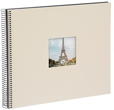 goldbuch 25623 Álbum de Fotos en Espiral con Recorte de Imagen, Bella Vista, álbum de Fotos de 35 x 30 cm, álbum de Fotos con 40 páginas Negras, álbum de Recuerdos de Lino, Libro de Fotos para