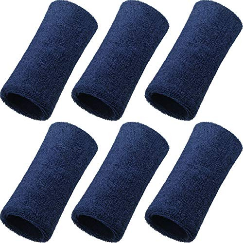 WILLBOND 6 Inch Wrist Sweat Bands for Men Women Tennis Elastic Athletic Long Sweatband Wrist Absorbent for Basketball Tennis Running Outdoor Activity(Navy)