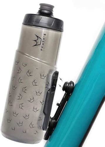 Peaty's x Fidlock Lockin Magnetische Fahrrad Trinkflasche mit Halter - 600 ml Trinkflasche für Fahrrad und Fidlock Halterung System, Premium-Alternative zu Halterung Getränkehalter, Twist & Release