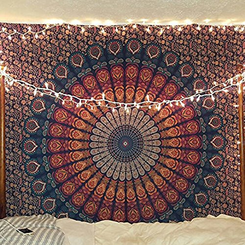 raajsee Blue Orange Tapestry- Best Mandala Wall Hanging- Bedding Tapestry For Bedroom Aesthetic-Size Poster (30x40 Inches / 76x101 Cms)