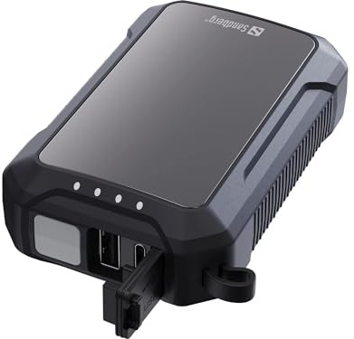 Sandberg Handvärmare powerbank 10 000 hand varm powerbank 10 000, 420–65 (handvärmare powerbank 1000, svart, mobil/smartphone, ABS, aluminium, silikon, rektangulär, vatten), aluminium
