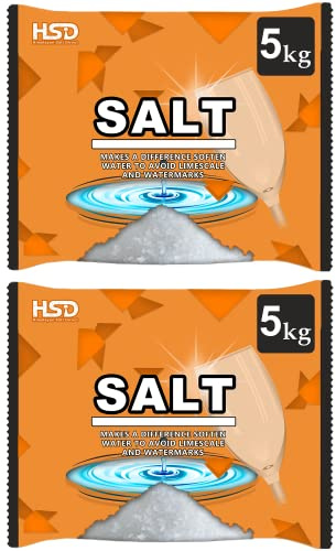 dishwasher salt 5kg powerful crystal, limescale remover on your glassware and water softener, life & improving its performance, 99% purity (2 pack)