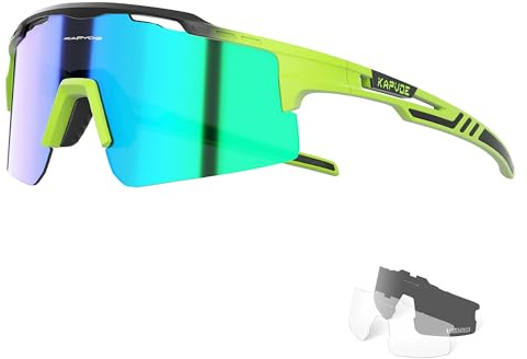 KAPVOE Gafas de ciclismo polarizadas con 3 lentes hombre mujer K75 | Selección de lentes versátil, Estructura TR90 y soporte interior integrado, Visión clara y protección ocular