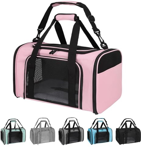 Yipincover Cat Carriers Soft-Sided,Pet Carrier for Small Cats Dogs Puppies up to 1-15 LBS,TSA Airline Approved (Medium,Pink)