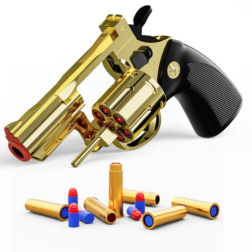 Xuyongjun Toy Gun Soft Bullet Toy Revolver, Can fire Sponge Bullets,with 40 Bullets,for Age of 6 7 8 9 10+ Years Old Kid Boys Girls（Gold）